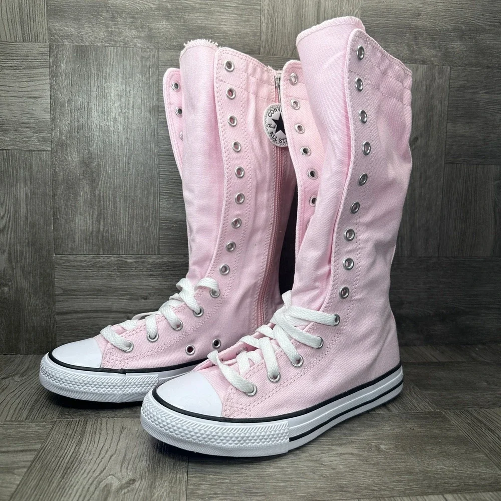 Converse XX-Hi Sneakers Youth 3 Pink Knee High Canvas Zip Up NEW
